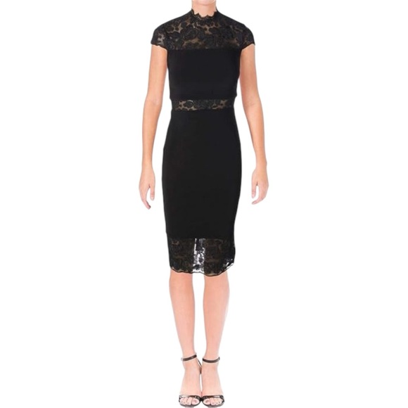 Betsy & Adam Black Sheath Midi Dress - cruiseboatoman.com